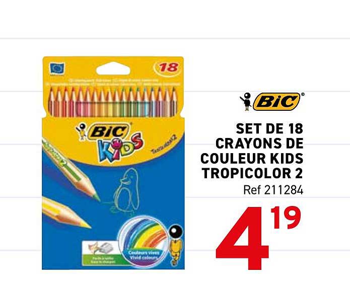 SET DE 18 CRAYONS DE COULEUR KIDS TROPICOLOR 2
