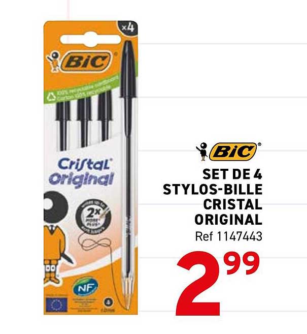 SET DE 4 STYLOS-BILLE CRISTAL ORIGINAL