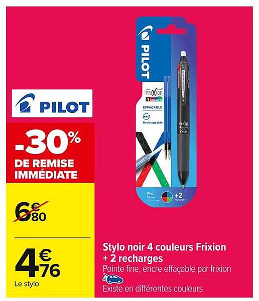 Stylo noir 4 couleurs Frixion + 2 recharges