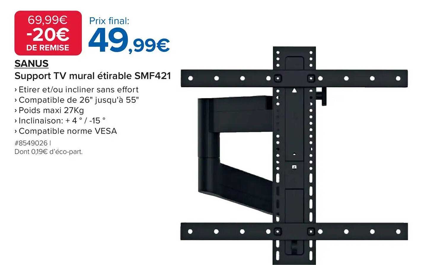 Support TV mural étirable SMF421