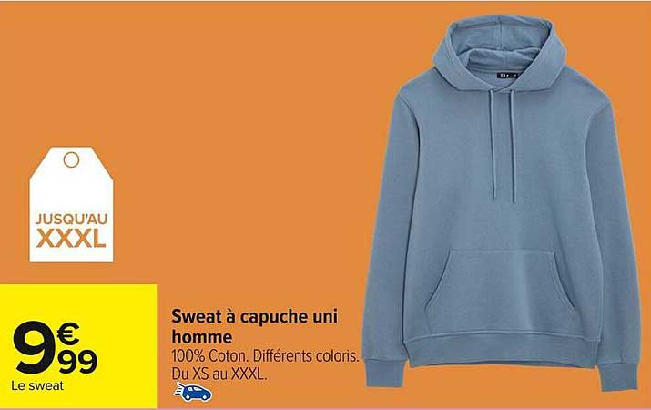 Sweat à capuche uni homme
