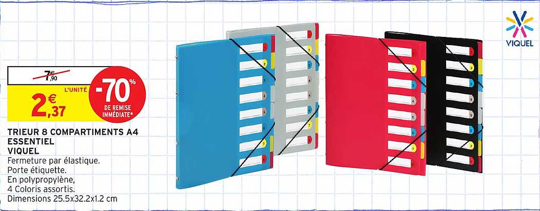 TRIEUR 8 COMPARTIMENTS A4 ESSENTIEL VIQUEL