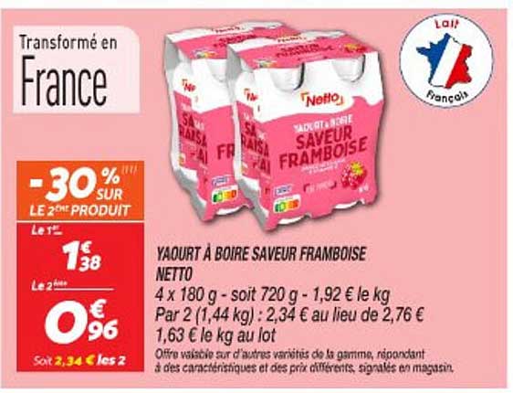 YAOURT À BOIRE SAVEUR FRAMBOISE NETTO