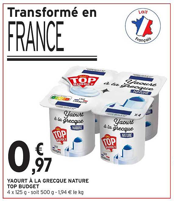 Yaourt à la grecque nature TOP BUDGET
