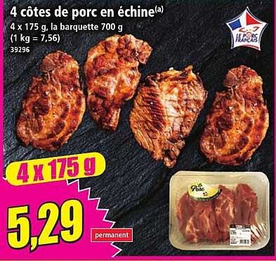 4 côtes de porc en échine(a)