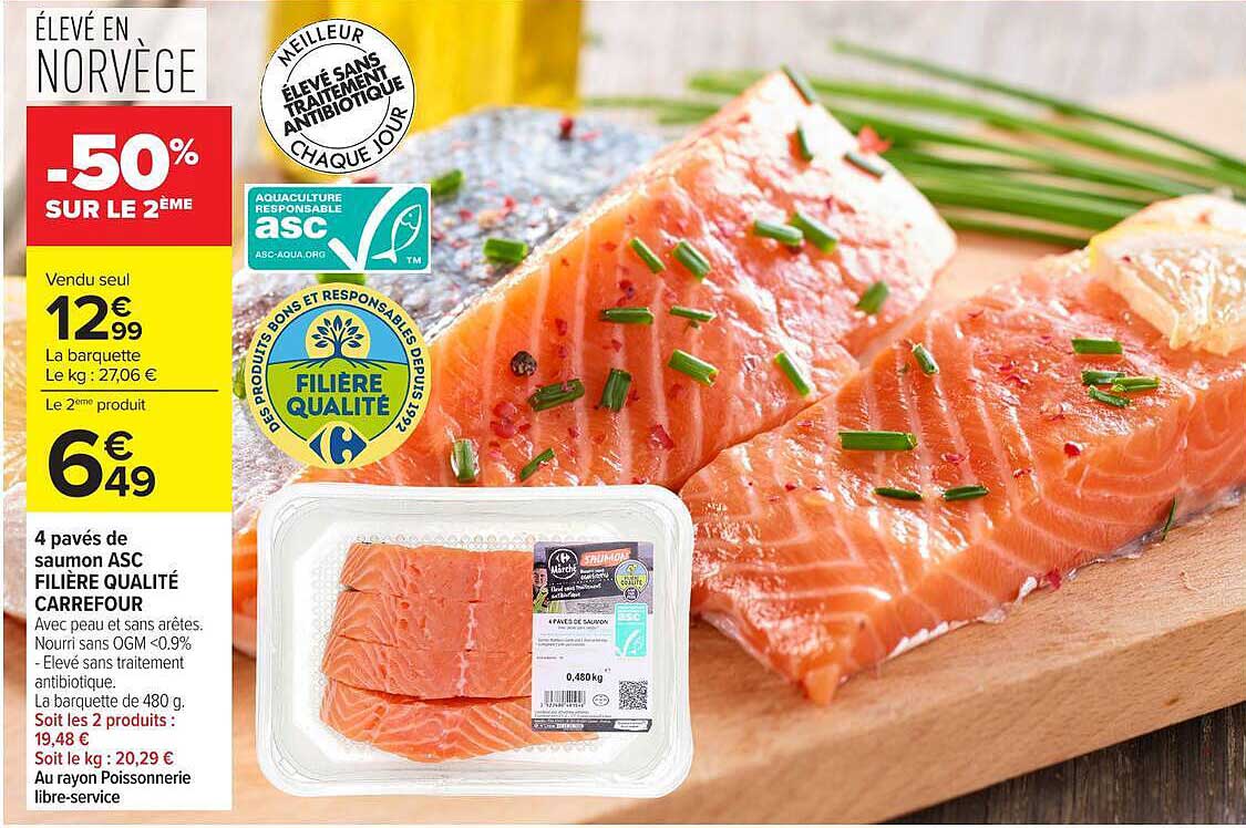 4 pavés de saumon ASC FILIÈRE QUALITÉ CARREFOUR