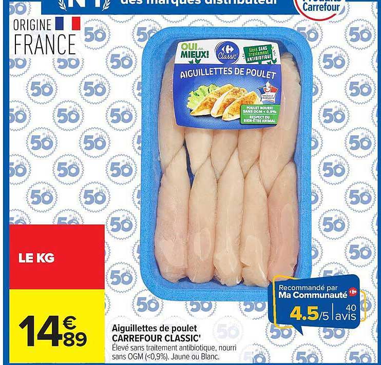 Aiguilettes de poulet CARREFOUR CLASSIC'