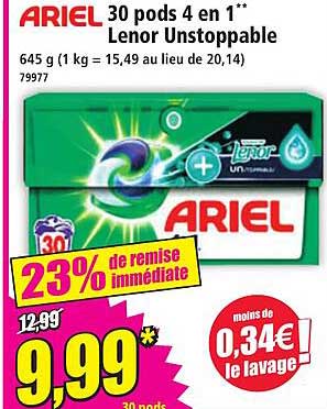 ARIEL 30 pods 4 en 1** Lenor Unstoppable