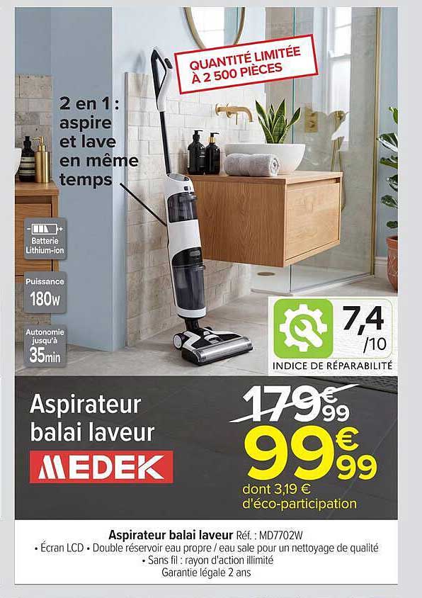 Aspirateur balai laveur MEDEK