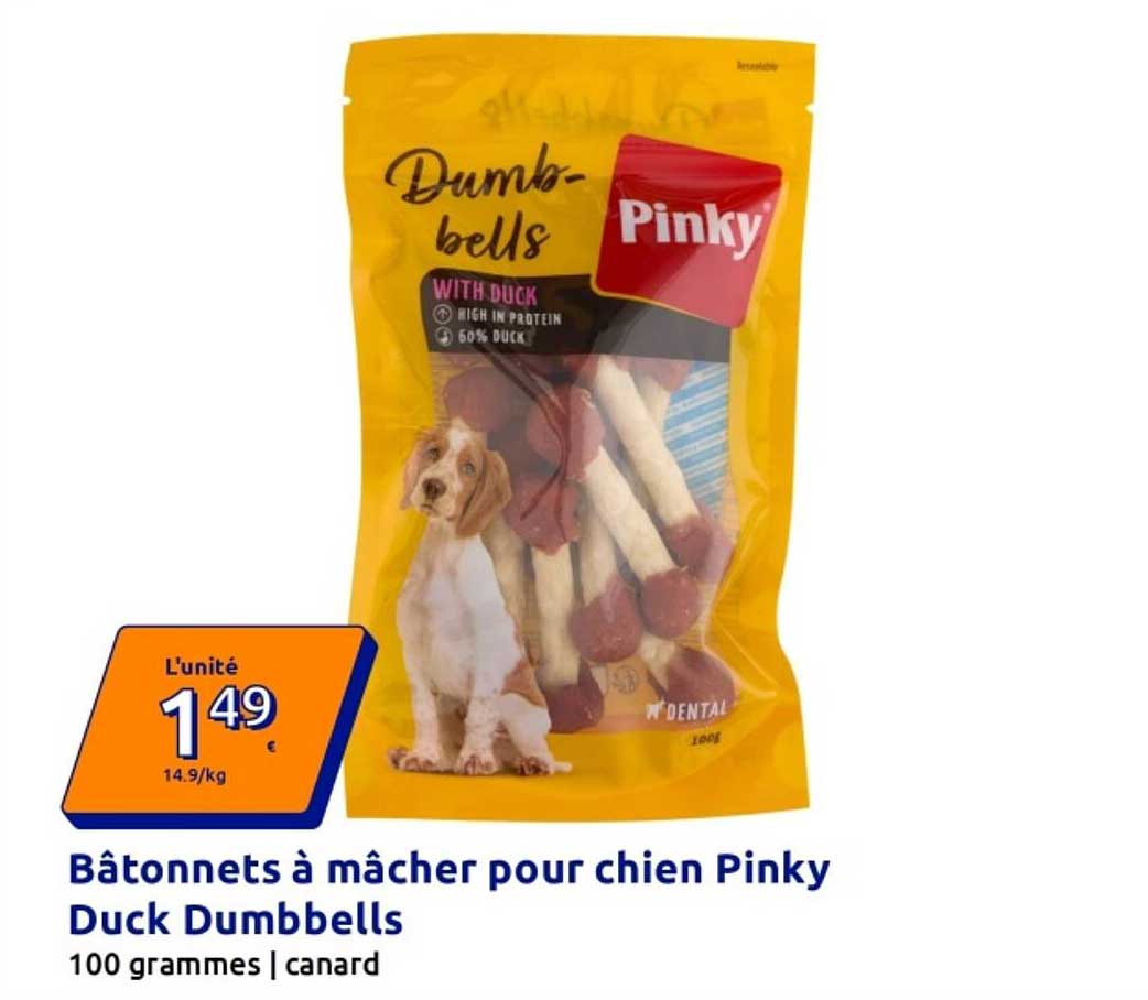 Bâtonnets à mâcher pour chien Pinky Duck Dumbbells