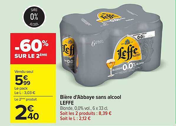 Bière d'Abbaye sans alcool LEFFE