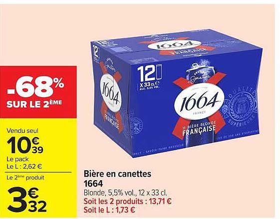 Bière en canettes 1664