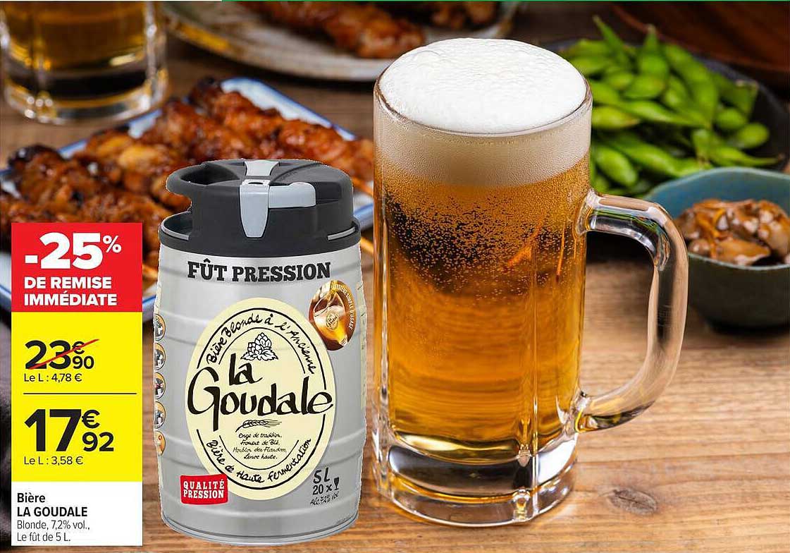 Bière LA GOUDALE Blonde, 7,2% vol., Le fût de 5 L.