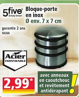 Bloque-porte en inox Ø env. 7 x 7 cm