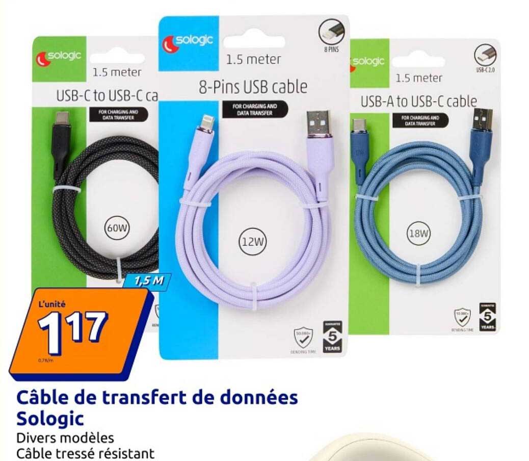 Câble de transfert de données Sologic