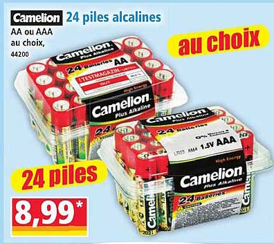 Camelion 24 piles alcalines AA ou AAA au choix