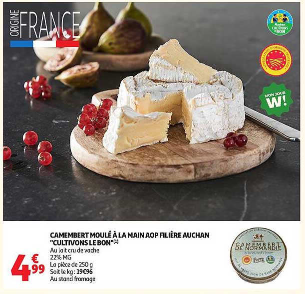 CAMEMBERT MOULÉ À LA MAIN AOP FILIÈRE AUCHAN "CULTIVONS LE BON"(1)