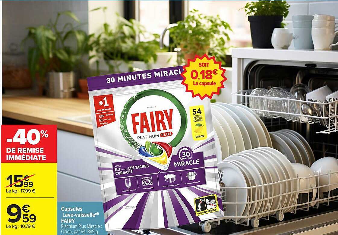 Capsules Lave-vaisselle FAIRY Platinium Plus Miracle Citron, par 54, 889 g