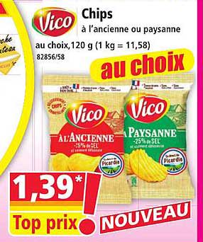 Chips à l'ancienne ou paysanne au choix, 120 g (1 kg = 11,58)