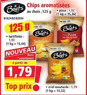 Chips aromatisées au choix ,125 g