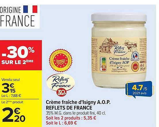 Crème fraîche d'Isigny A.O.P. REFLETS DE FRANCE