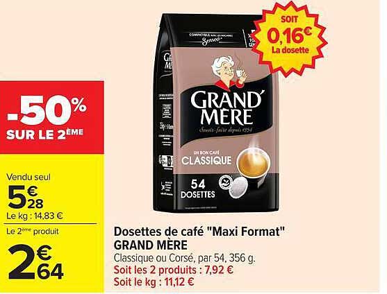 Dosettes de café “Maxi Format” GRAND MERE
