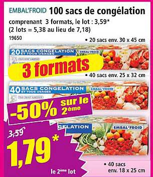 EMBAL'FROID 100 sacs de congélation