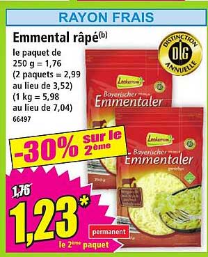 Emmental râpé(b) le paquet de 250 g