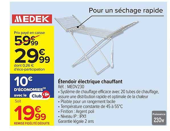 Étendoir électrique chauffant