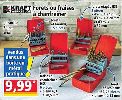 Forets ou fraises à chanfreiner