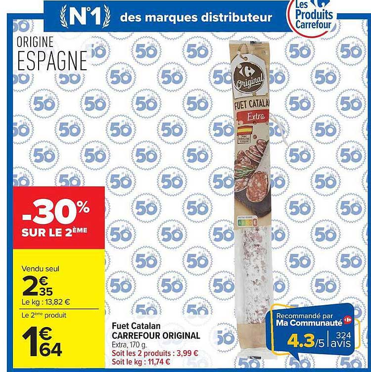 Fuet Catalan CARREFOUR ORIGINAL Extra, 170 g