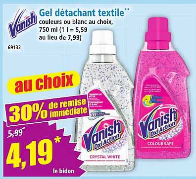 Gel détachant textile** couleurs ou blanc au choix, 750 ml (1 l = 5,59 au lieu de 7,99)