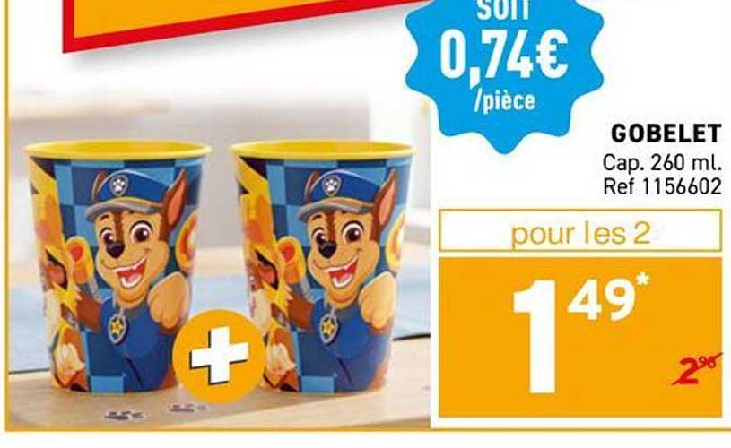 GOBELET Cap. 260 ml. Ref 1156602 pour les 2