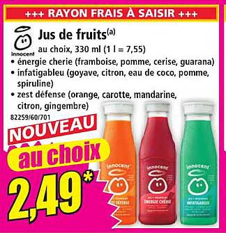 Jus de fruits au choix, 330 ml (1 l = 7,55)