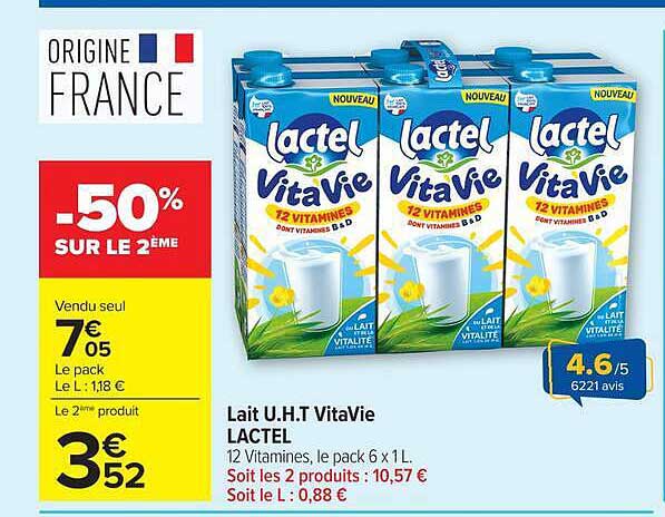 Lait U.H.T VitaVie LACTEL