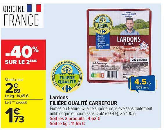 Lardons FILIÈRE QUALITÉ CARREFOUR