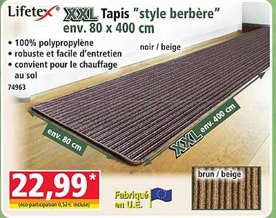 Lifetex XXL Tapis "style berbère" env. 80 x 400 cm
