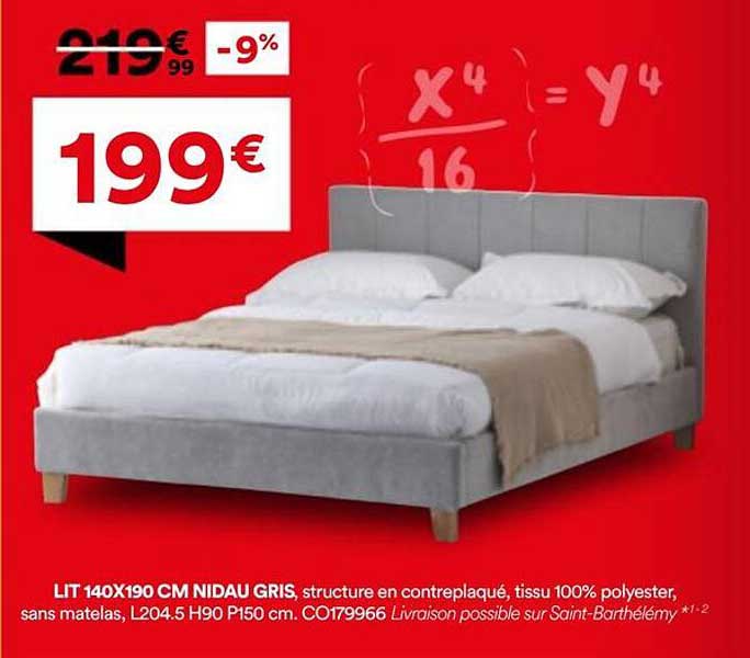 LIT 140X190 CM NIDAU GRIS
