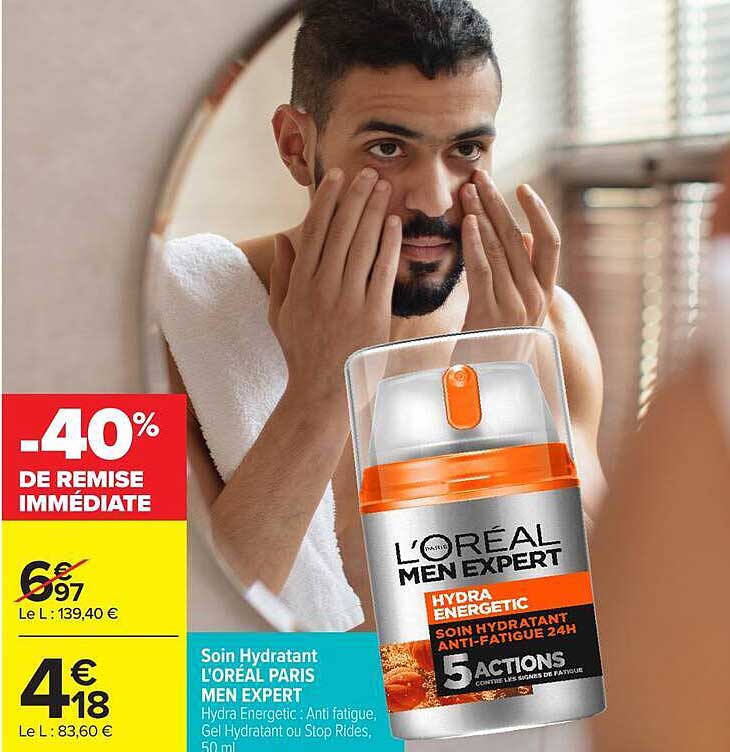 L'ORÉAL PARIS MEN EXPERT Hydra Energetic : Soin Hydratant Anti-Fatigue 24H