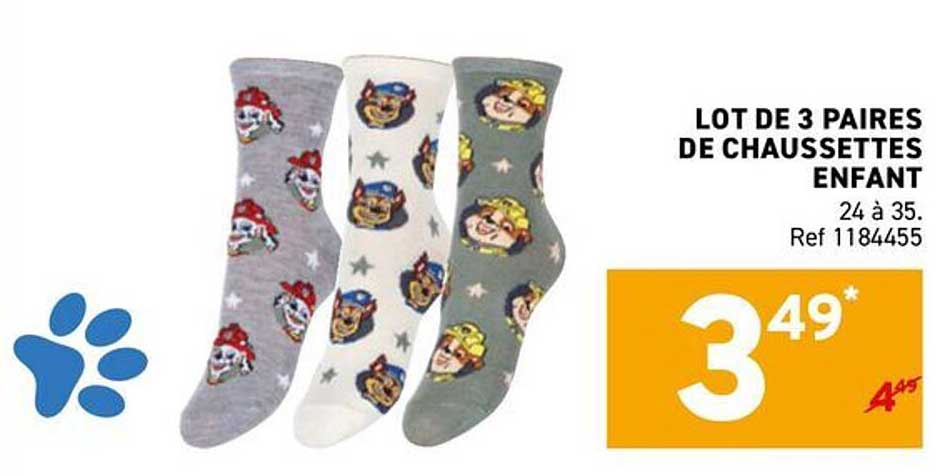 LOT DE 3 PAIRES DE CHAUSSETTES ENFANT