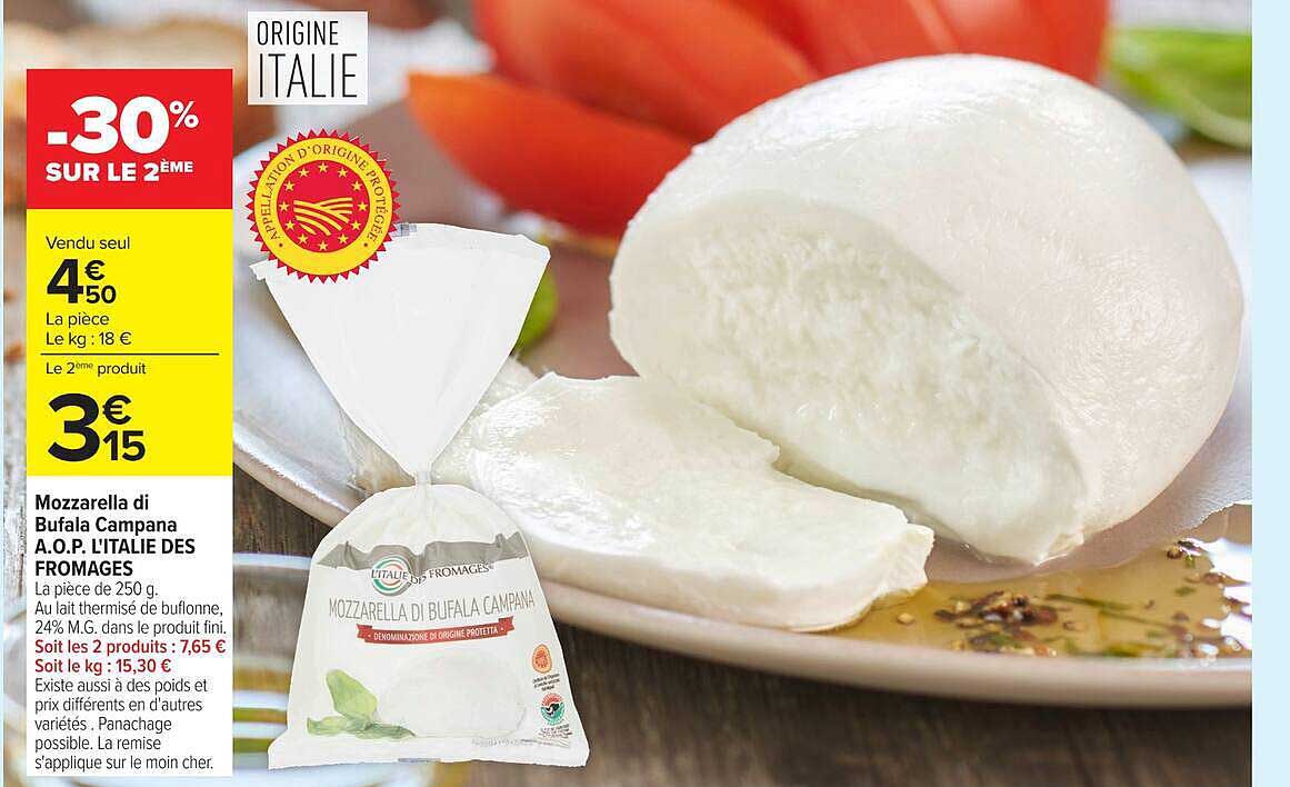Mozzarella di Bufala Campana A.O.P. L'ITALIE DES FROMAGES