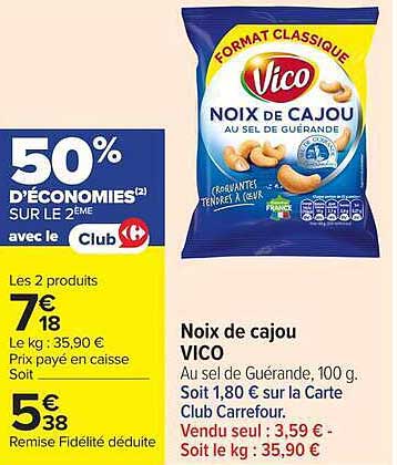 Noix de cajou VICO au sel de Guérande, 100 g