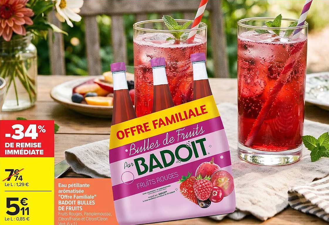 OFFRE FAMILIALE • Bulles de Fruits par BADOIT • FRUITS ROUGES