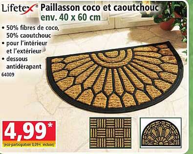 Paillasson coco et caoutchouc env. 40 x 60 cm