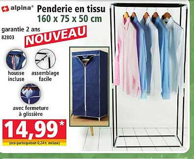 Penderie en tissu 160 x 75 x 50 cm