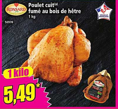 Poulet cuit(a) fumé au bois de hêtre 1 kg