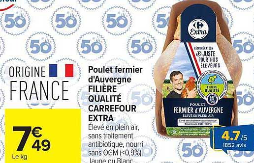 Poulet fermier d’Auvergne FILIÈRE QUALITÉ CARREFOUR EXTRA