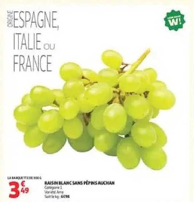 Raisin blanc sans pépins Muscat