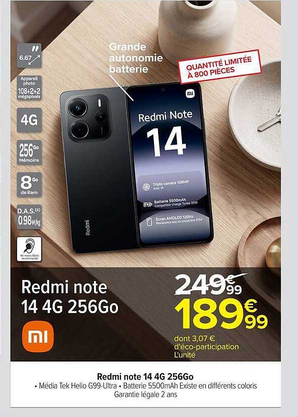 Redmi note 14 4G 256Go