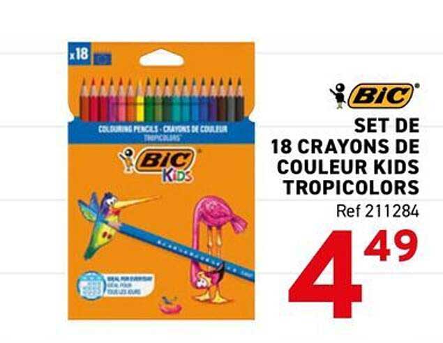 SET DE 18 CRAYONS DE COULEUR KIDS TROPICOLORS